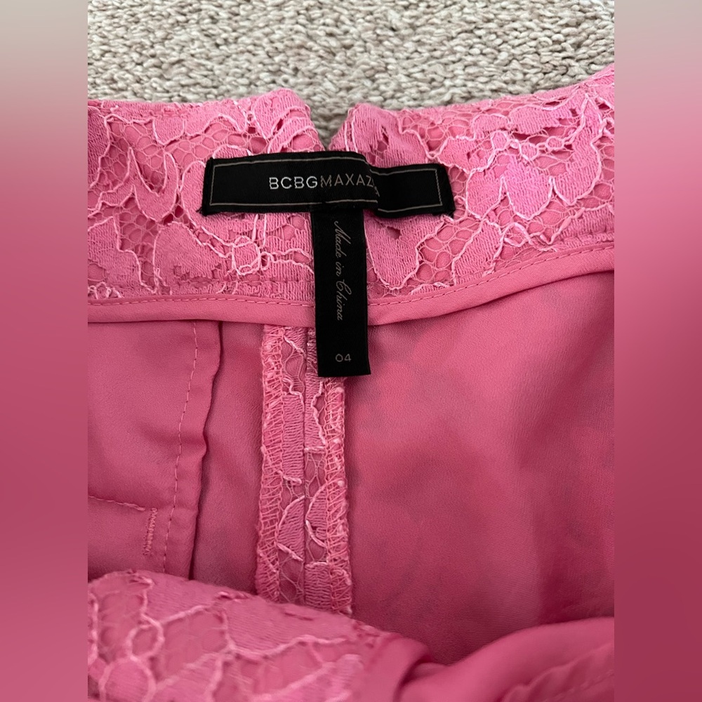 Lace High-Waist Pink Women's Shorts - Picture 11 of 14